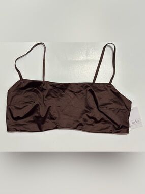 Auden Brown Satin Bandeau Bralette with Thin Straps